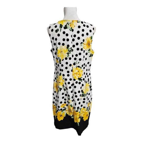 ALYX Polka Dot Floral Sheath Dress Size 10 White Yellow Black Casual Wear - Picture 2 of 12